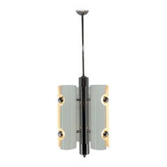 Mid-Century Italian Space Age Pendant Light in Chrome and White Lacquered Metal
