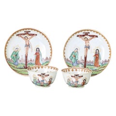 Antique  PAIR OF CUPS WITH SAUCER 18th century