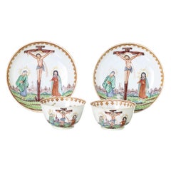 PAIR OF CUPS WITH SAUCER 18th century