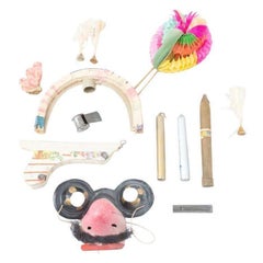 Antique Carnival Party Box with Original Objects, circa 1940