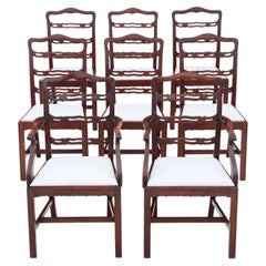Antique Fine Quality Set of 8 '6 + 2' Georgian Revival Mahogany Dining Chairs