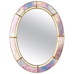 Oval Venetian Style Mirror with Brass Details