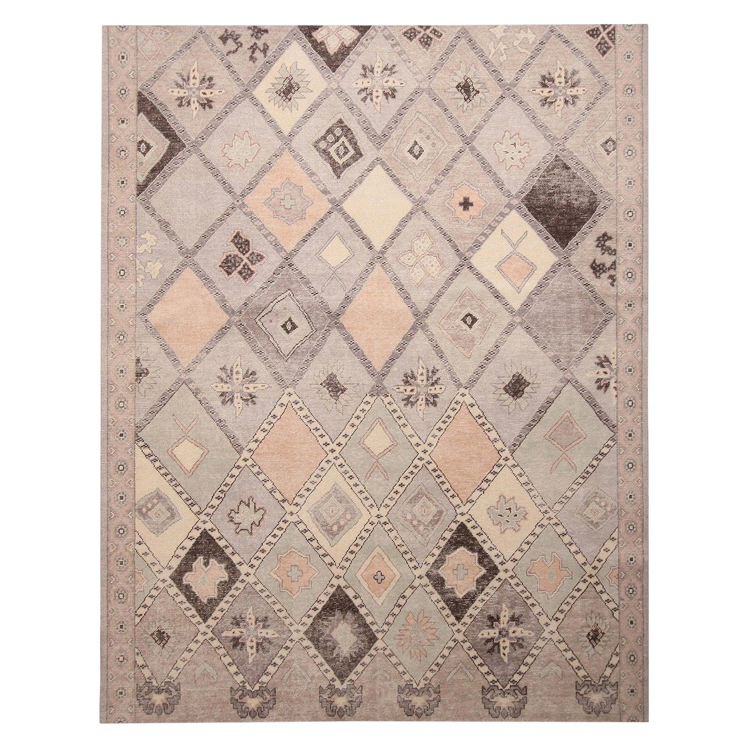 Rug & Kilim’s Gray and Blue Wool Rug from the Homage Collection For Sale