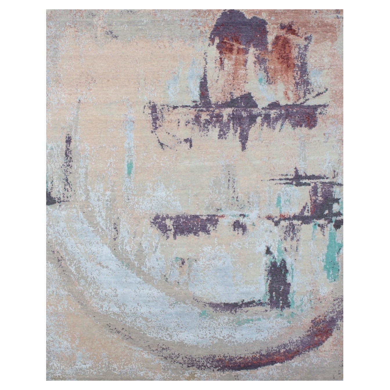 Bobyrug’s Beautiful New Hand Knotted, modern Abstract Design Rug For Sale