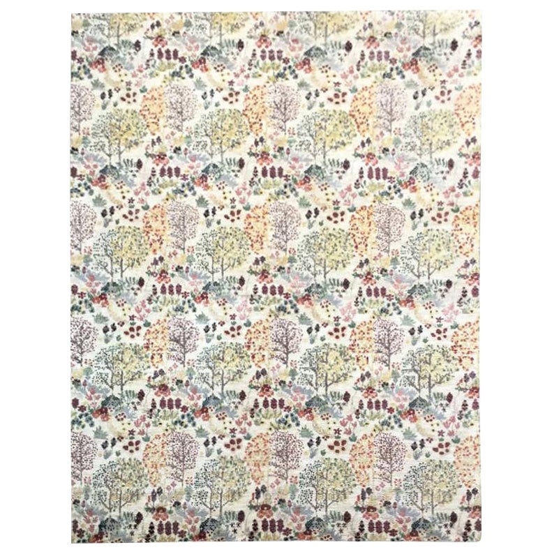 Multicolor Silk and Wool Handmade Trees Mosaic Rug. 3.60 x 2.40 m. For ...