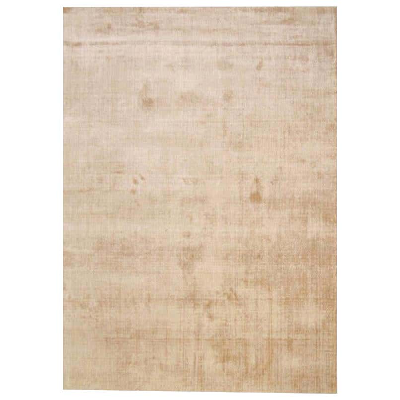 Handmade Smooth Beige Color in Silk Rug For Sale at 1stDibs