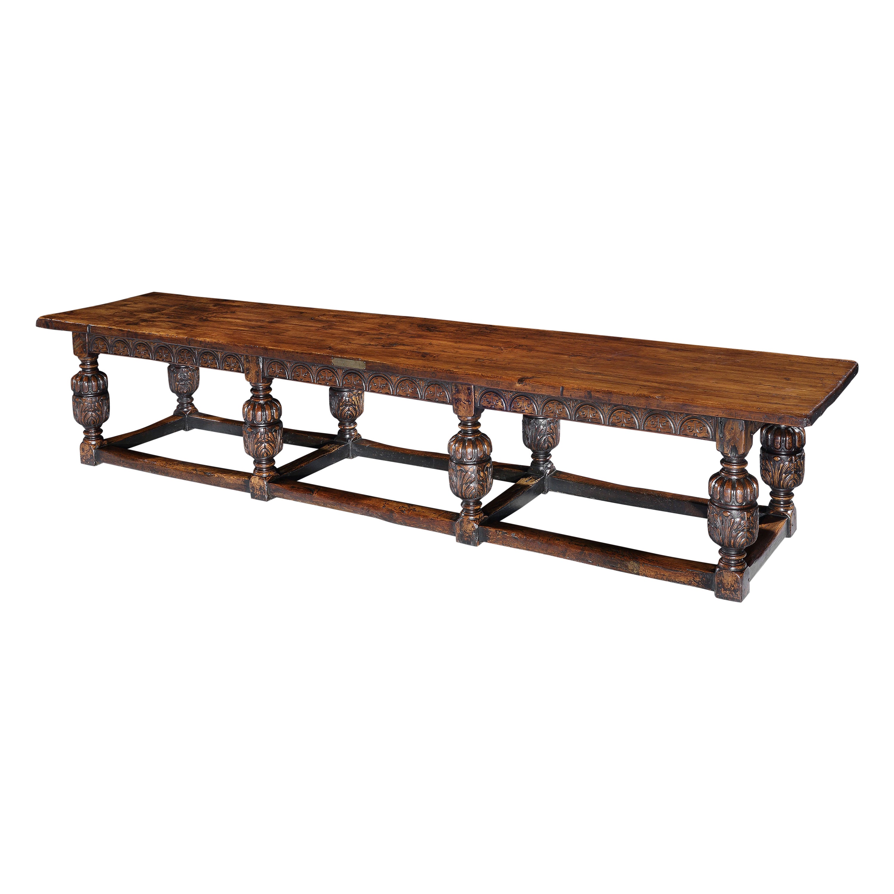 Table Refectory Oak 8 Elizabethan Bulbous Legs Seats20, Gillows Crosby Hall 10ft