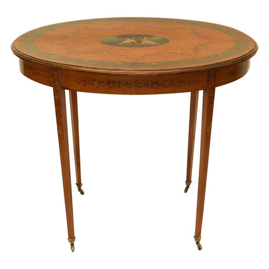 French Painted Satinwood Table For Sale