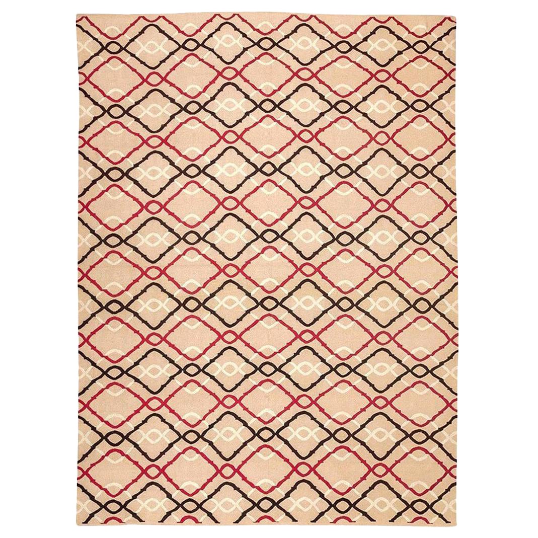 Vintage Bessarabian Kilim Black Green Pink Wool FlatWeave Rug by Rug