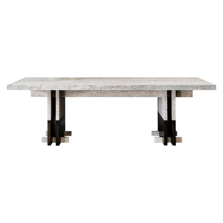 Rift Travertin Dining Table by Andy Kerstens For Sale