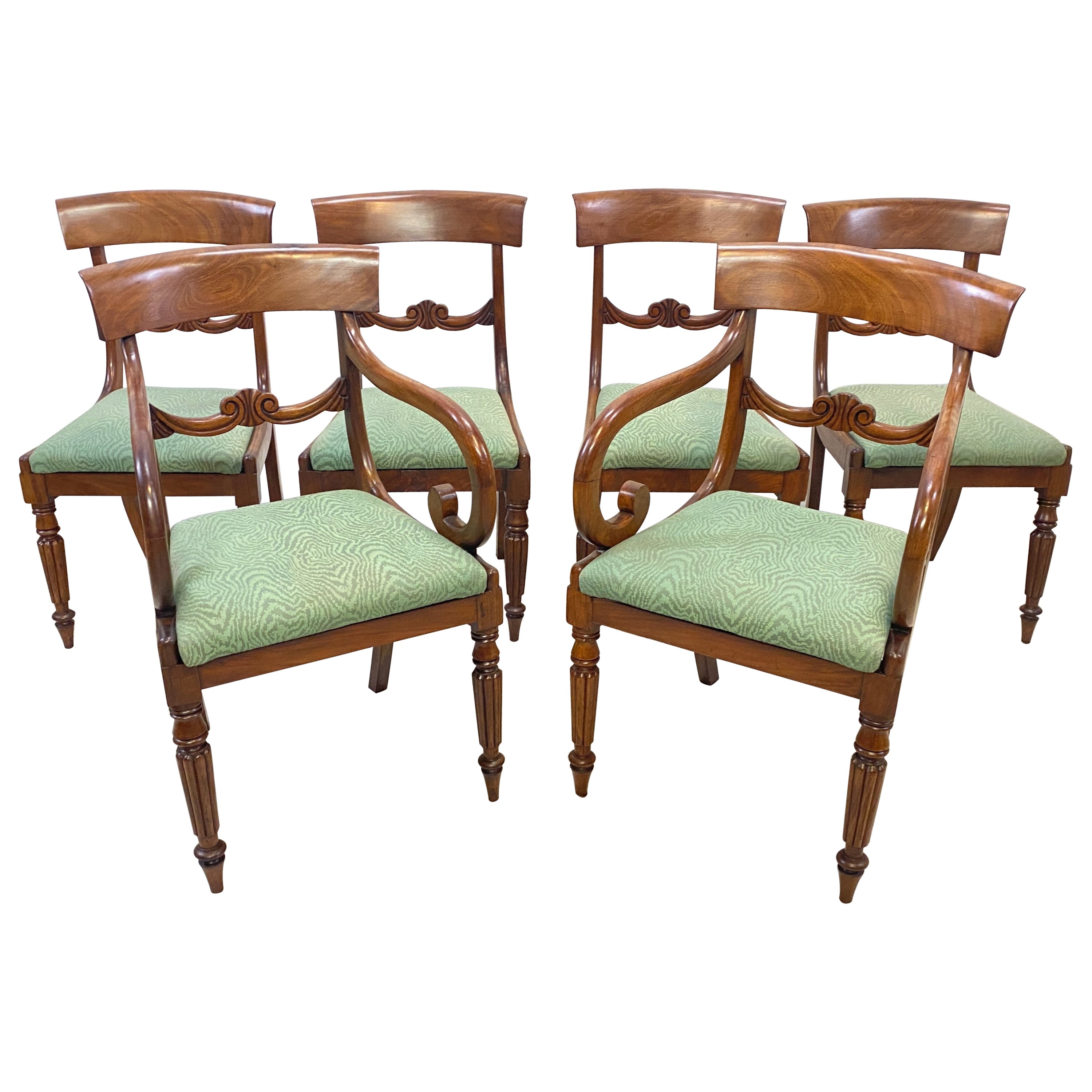 Englische Mahagoni-Regency-Esszimmerstühle aus dem 19. Jahrhundert, Sechser-Set