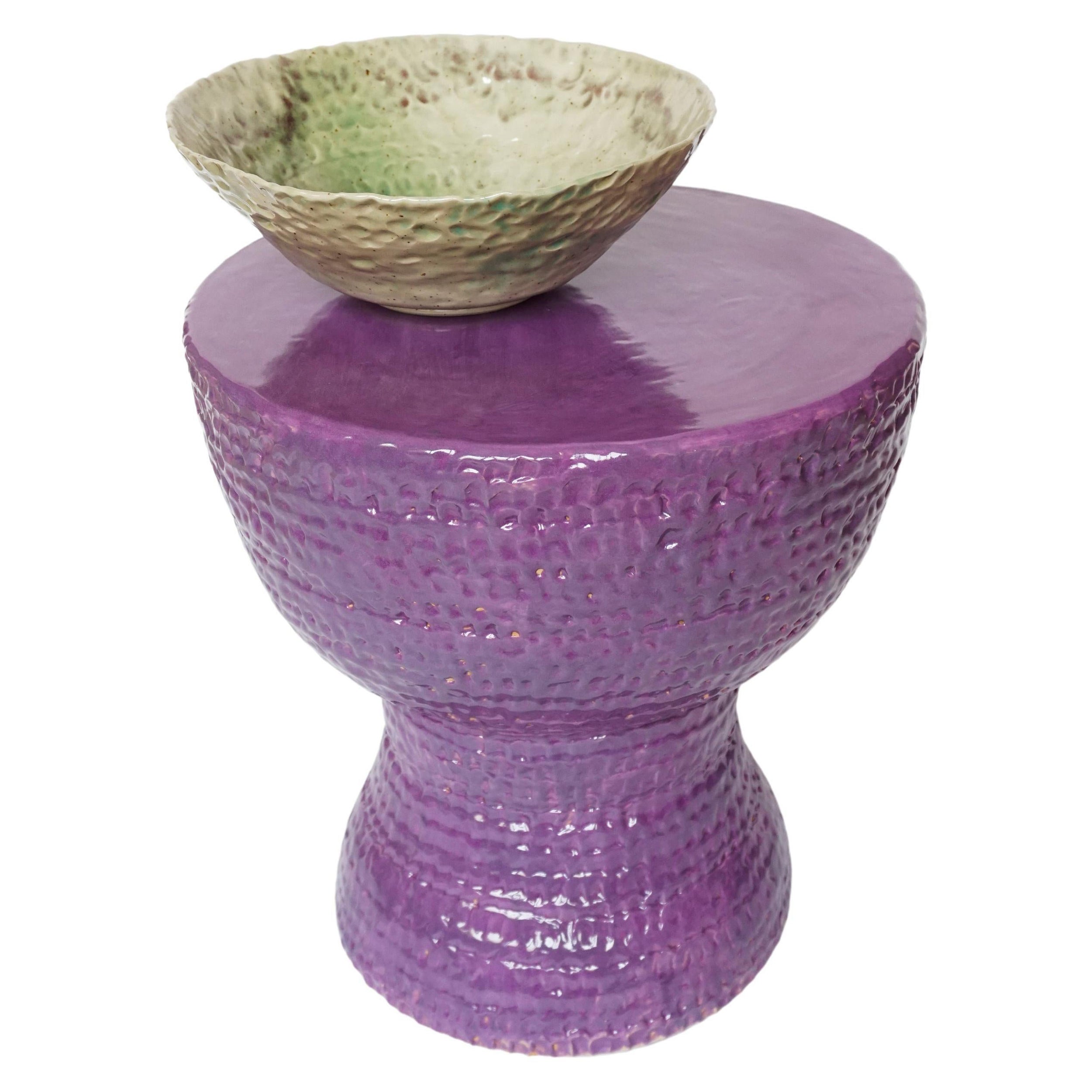 Purple Lipstick Taburette & Green Bowl by Arina Antonova For Sale