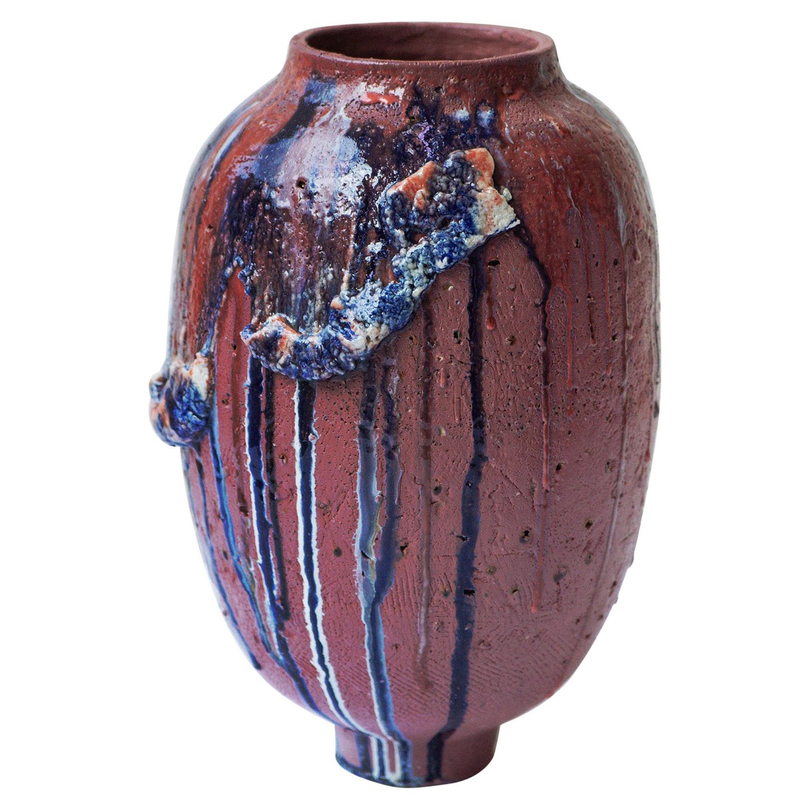Blaue Steingut-Twin-Vase von Arina Antonova im Angebot