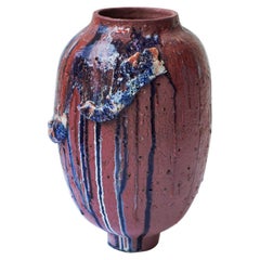 Blaue Steingut-Twin-Vase von Arina Antonova