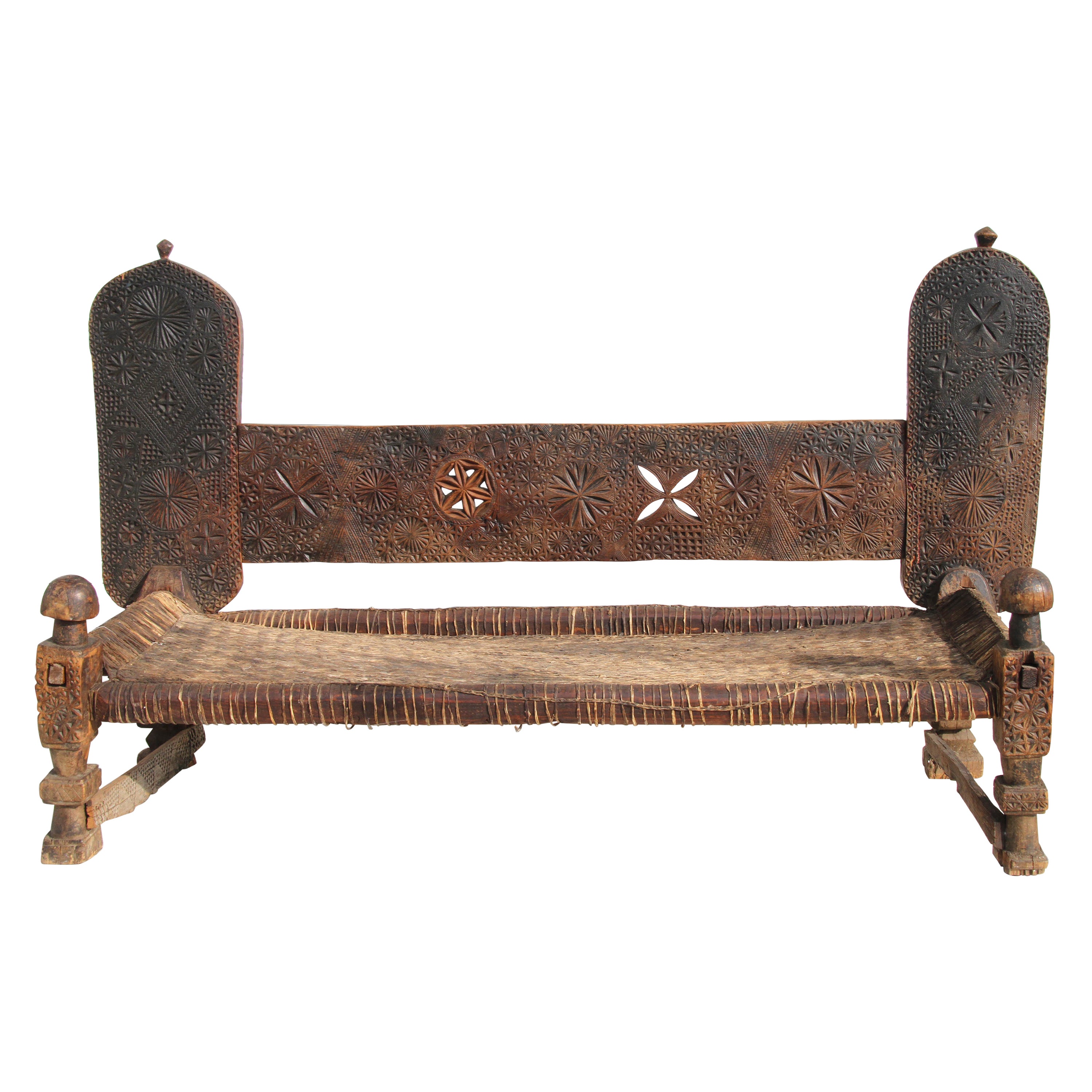  Antique 19th Century Swat Valley Charpoi Bench For Sale