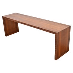 Frank Lloyd Wright Style Mid-Century Modern Sculpted Walnut Console Table