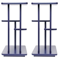 Set of 2, Isolette, End Tables, Steel Blue by Atelier Ferraro