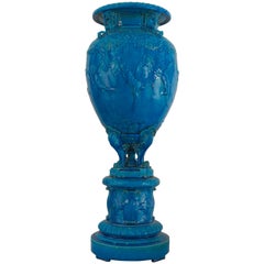 French Victorian Turquoise Sevres Cheret Urn