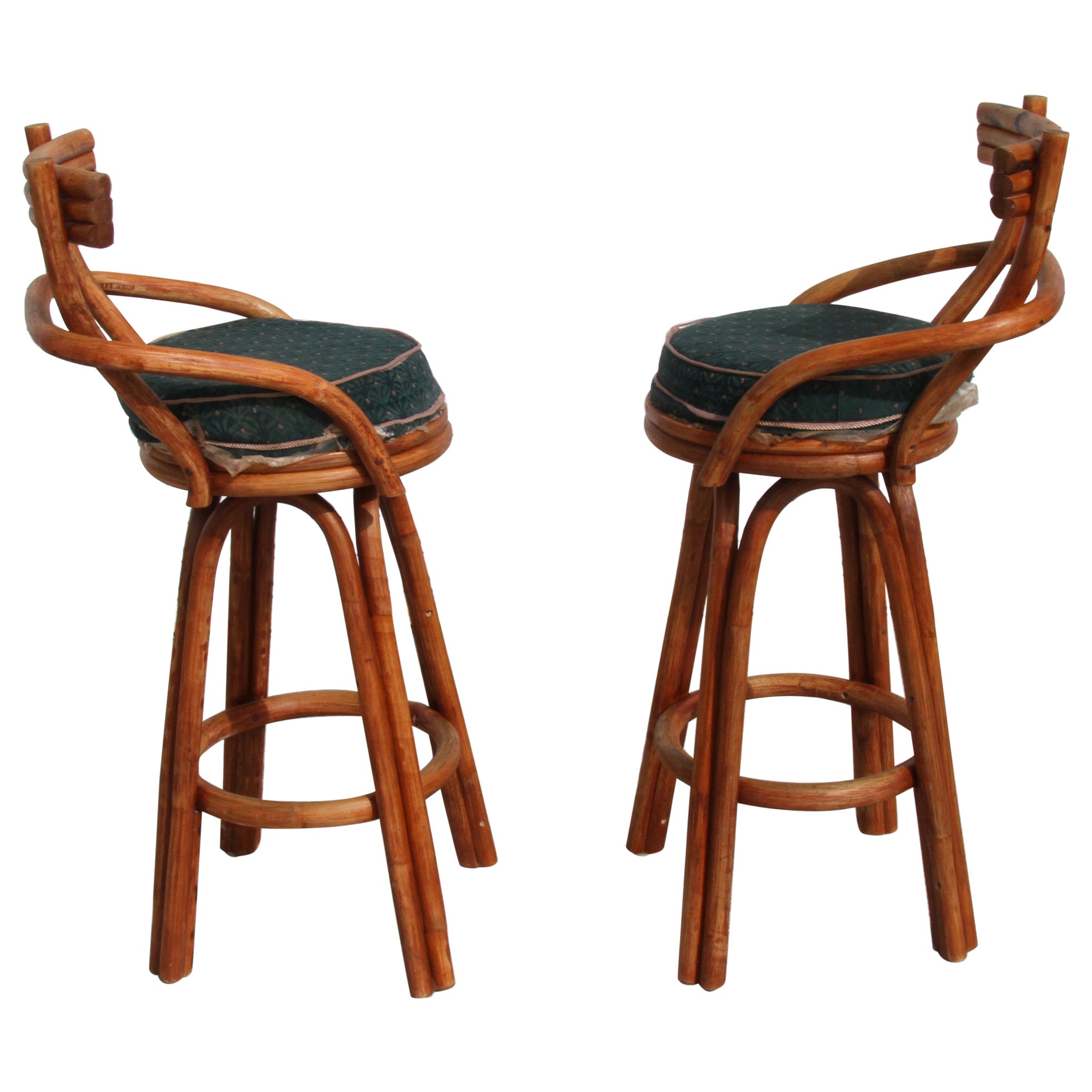 Midcentury Paul Frankl Style Stools with Swivel For Sale