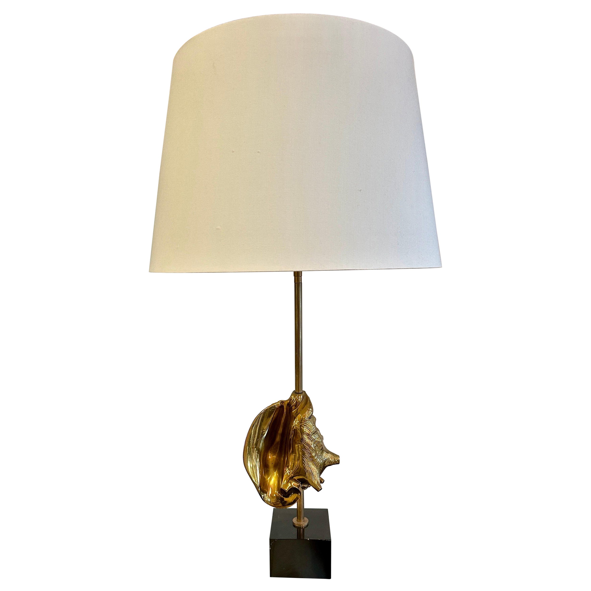 Vintage French Bronze Conch Table Lamp For Sale
