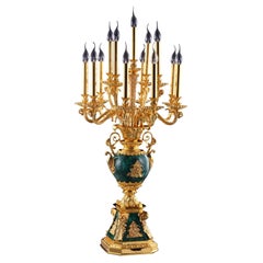 Bronze-Lampe mit Malachit von Artiss