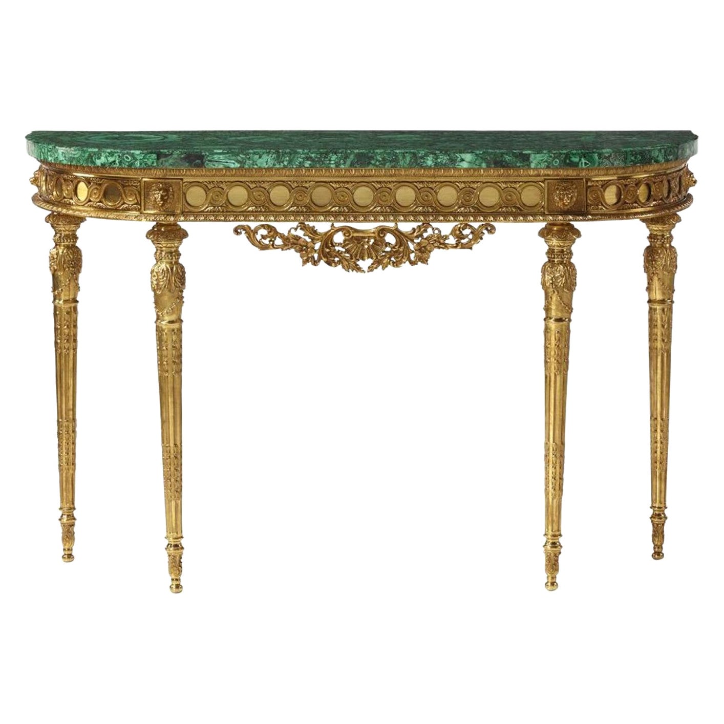 Bronze Porch Table with Malachite by Artiss For Sale