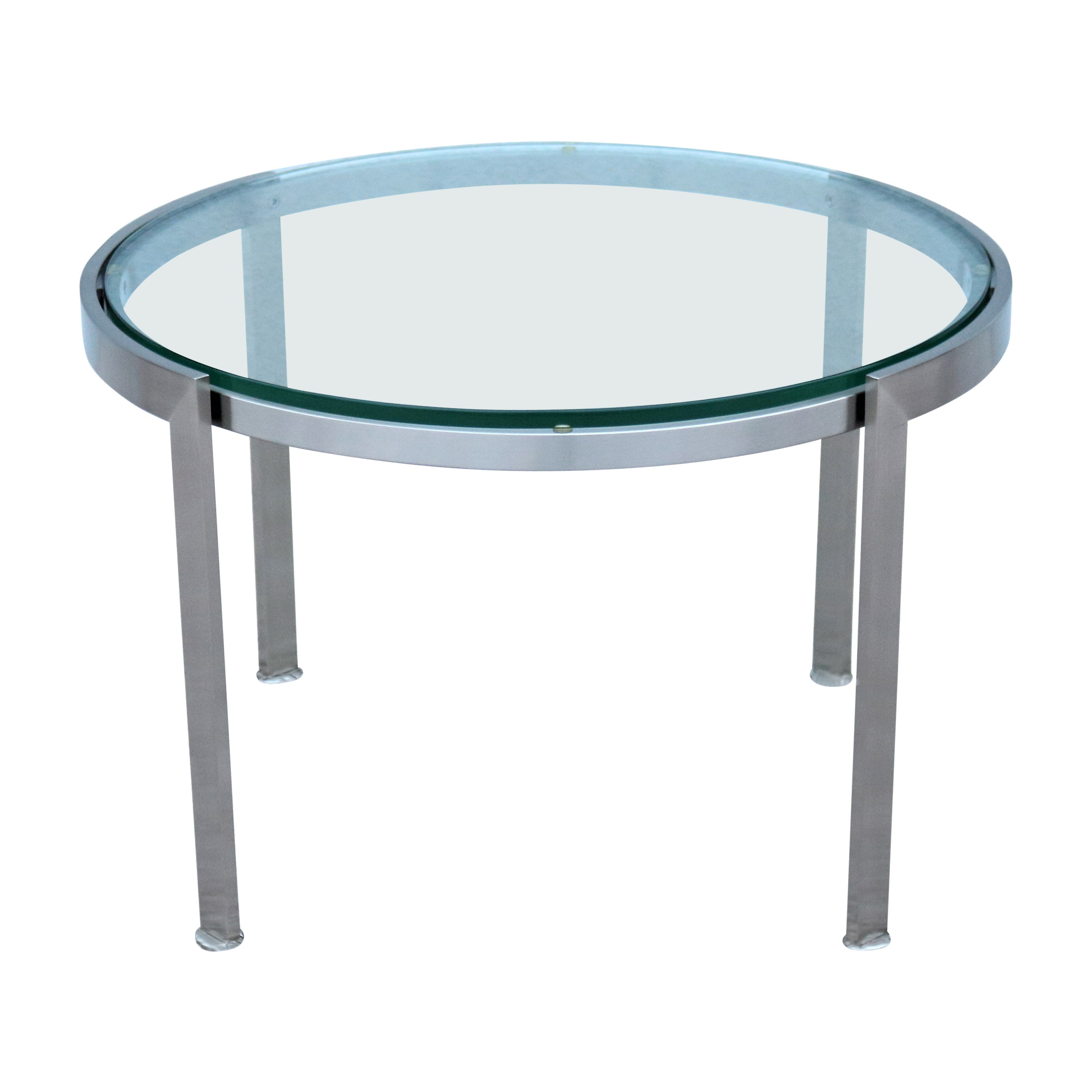 Mid-Century Modern Style Geiger Metal Series Round Clear Glass Top Coffee Table For Sale