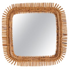 Italian Square Rattan Mirror