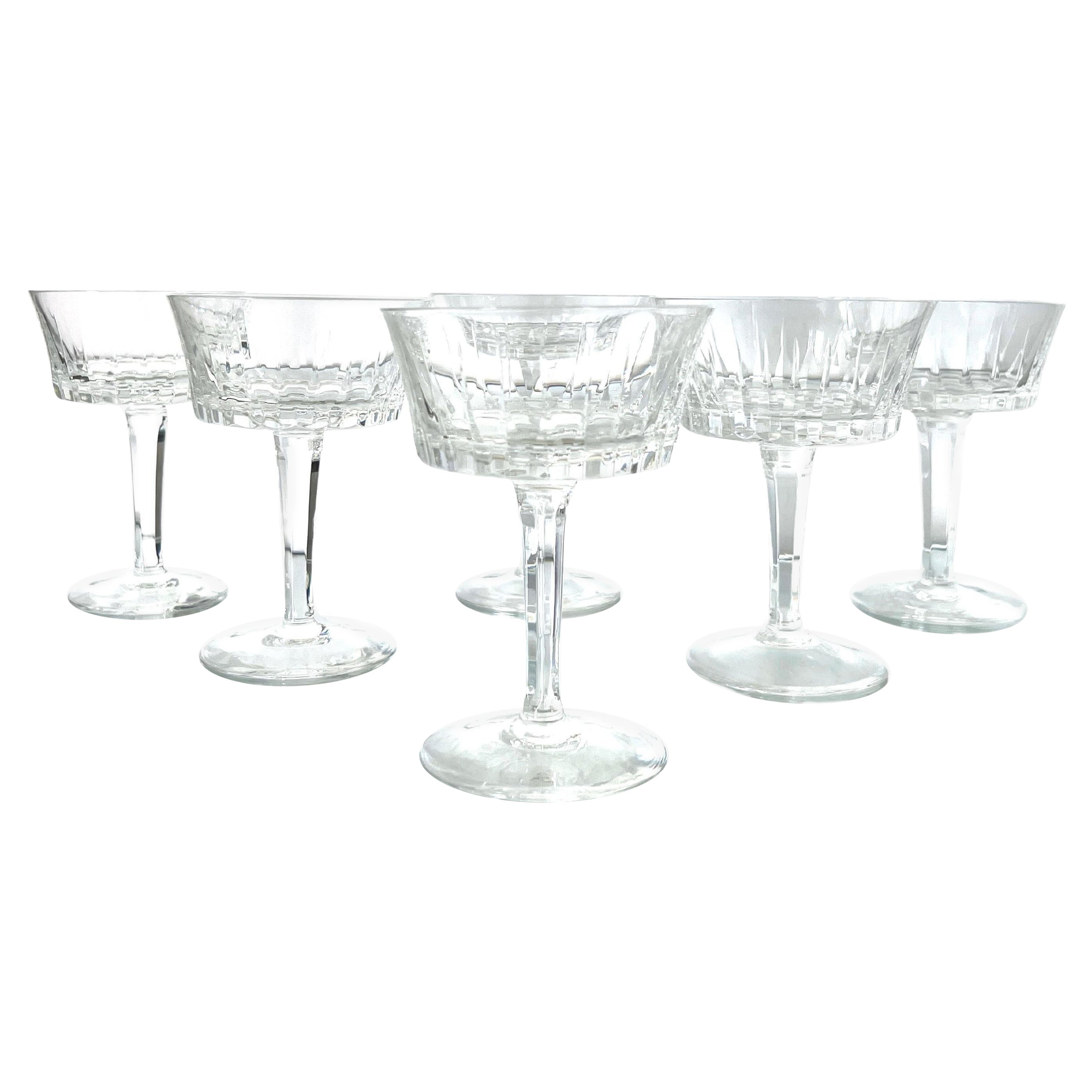 Set of Six Vintage Crystal Champagne Coupes by Gorham, c. 1970's