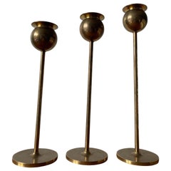 Set of Three Pierre Forssell Tulip Candleholders Manufactured by Skultuna