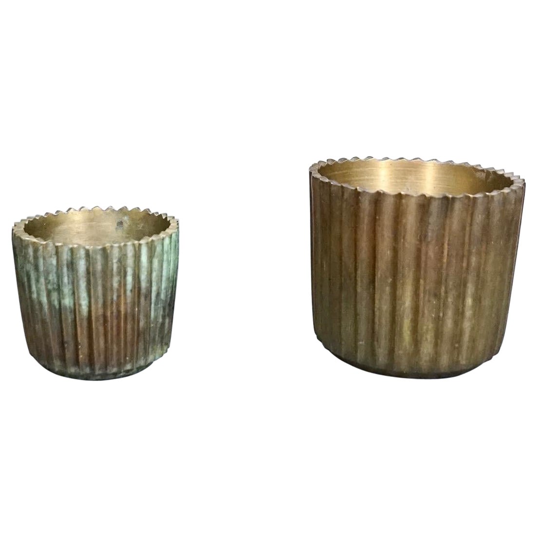 Set of Two Patinaed Bronze Vases Manufactured Denmark 1940’s For Sale