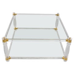 Vintage Lucite and Brass Coffee Table, 1970s
