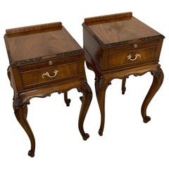 Pair of Antique Quality Figured Mahogany Bedside Tables
