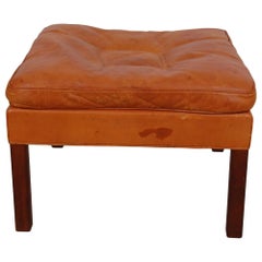 Børge Mogensen Ottoman in patinated cognac leather