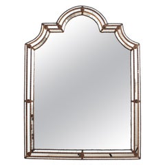 Large Venetian Modern Arched Mirror with Brass Details