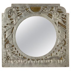Swedish Grace Antique Pewter Wall Mirror, Sweden, 1920s