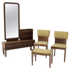 Retro Paolo Buffa Bedroom Set with Vanity Mirror, Armchairs and Ottoman