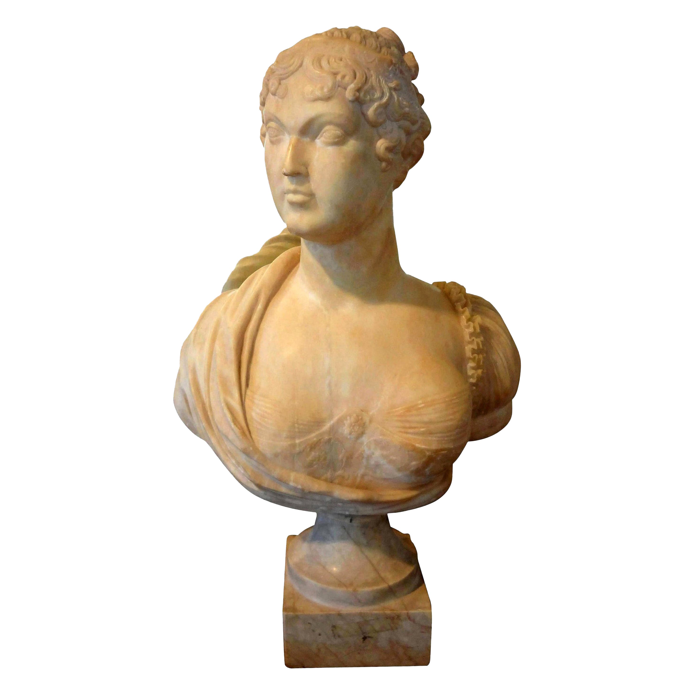 19th Century Italian Alabaster Bust For Sale