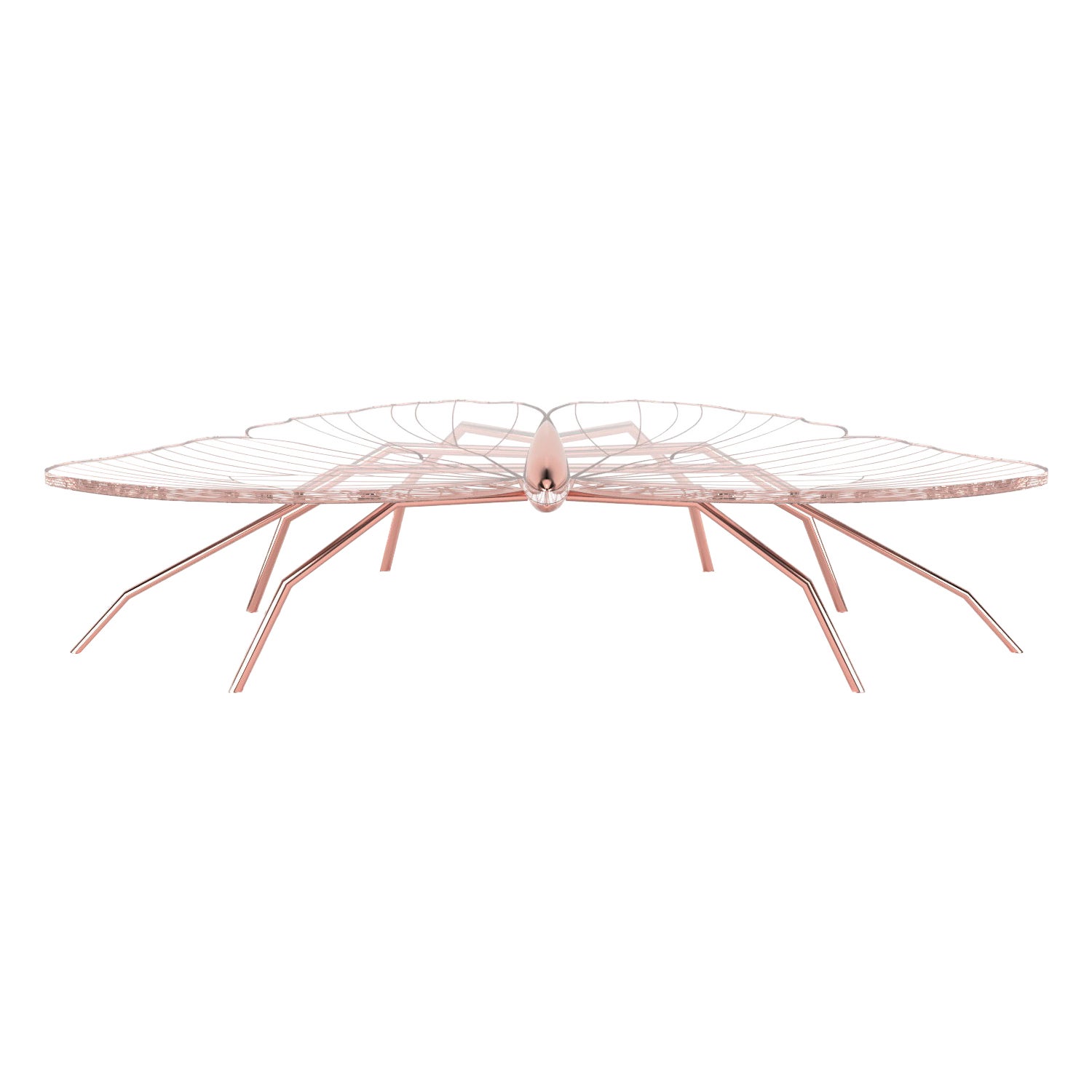 Our Nature Collection is eclectic and incomplete. We will always be waiting for Nature's next inspiration. The coffee table from this collection has a butterfly-inspired shape.

The legs can be made of polished brass or polished copper. The tabletop