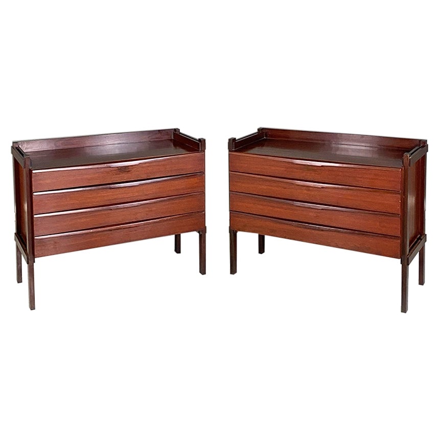 Italian Mid-Century Modern Pair of Bedroom Chests of Drawers, 1960s