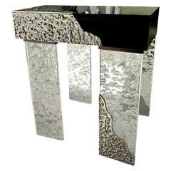 Table console Rizo Liquid Plato en cristal et métal sculpté