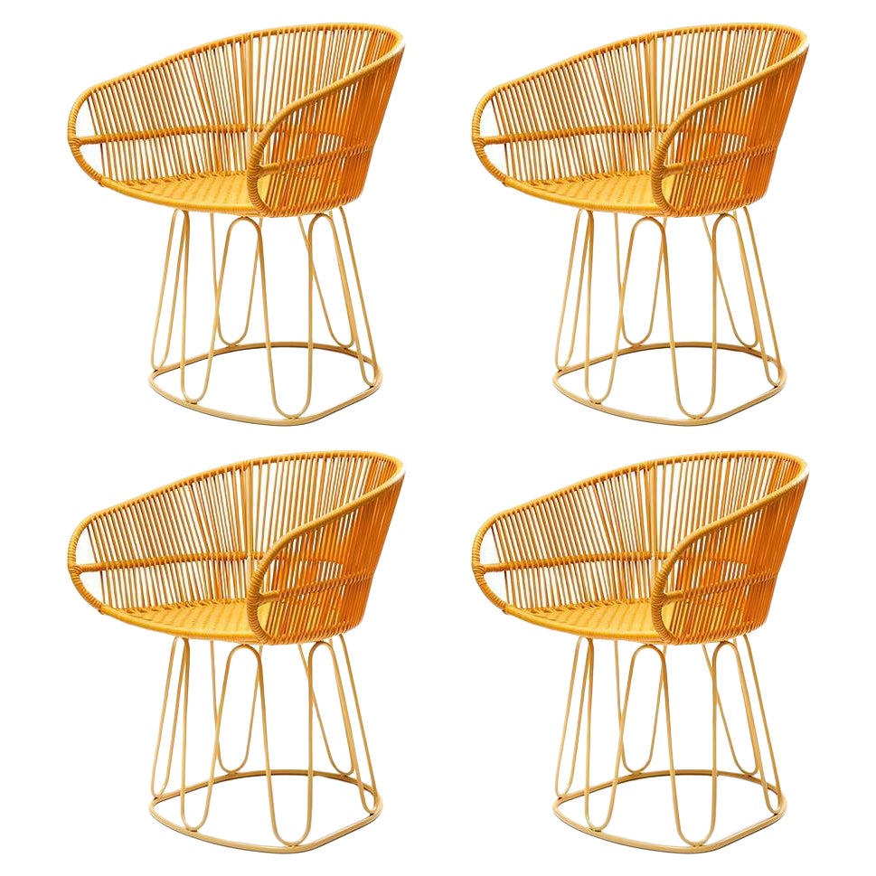 Set of 4 Honey Circo Dining Chair by Sebastian Herkner For Sale