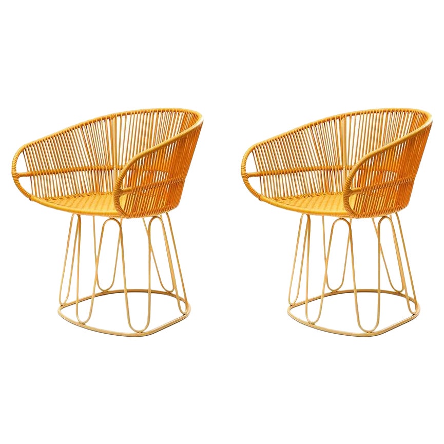 Set of 2 Honey Circo Dining Chair by Sebastian Herkner For Sale