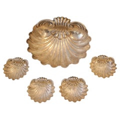 Vintage Pair of chased silver shells, stamped by the goldsmith Missaglia