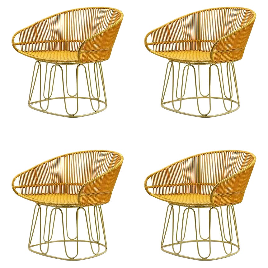 Set of 4 Honey Circo Lounge Chair by Sebastian Herkner