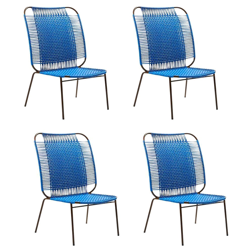 Set of 4 Blue Cielo Lounge High Chair by Sebastian Herkner For Sale