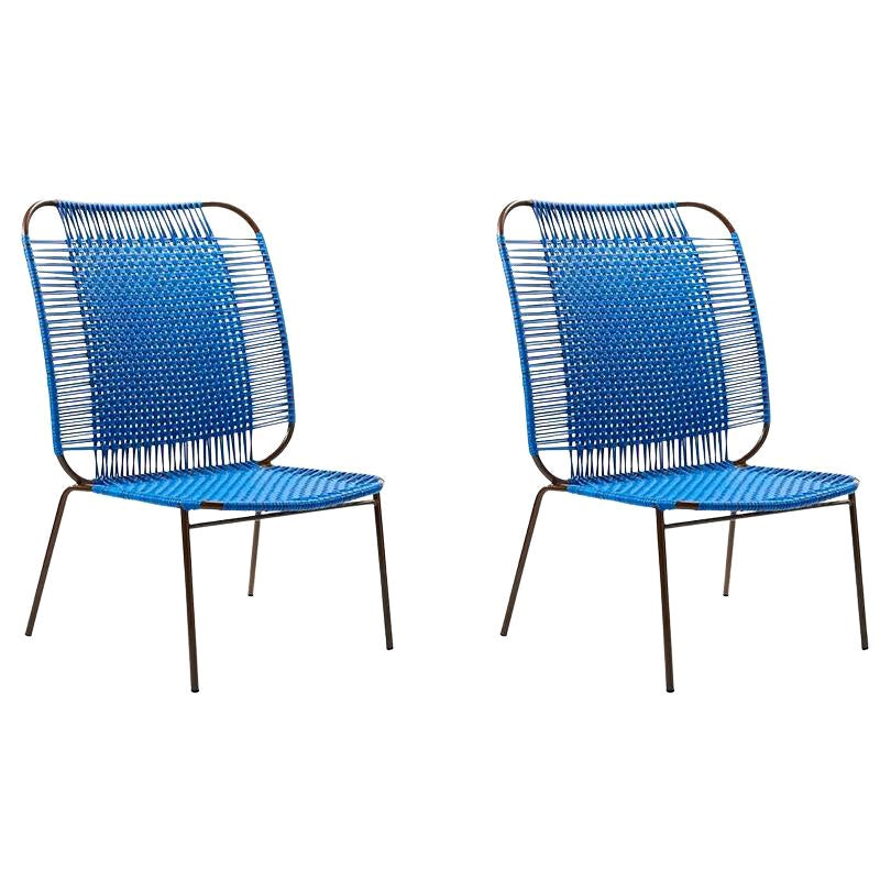 Set of 2 Blue Cielo Lounge High Chair by Sebastian Herkner For Sale