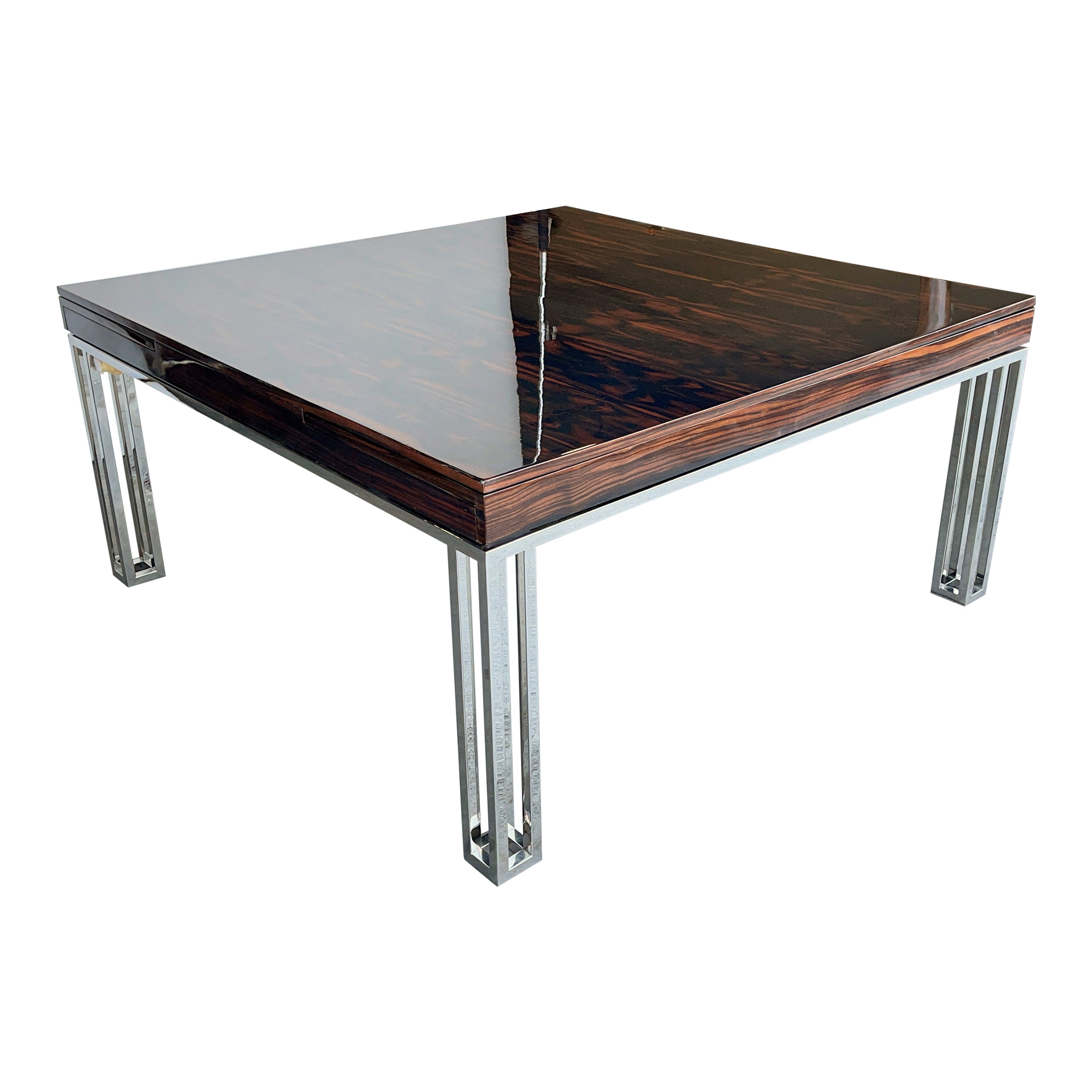 Rosewood and Chrome Extending Dining Table