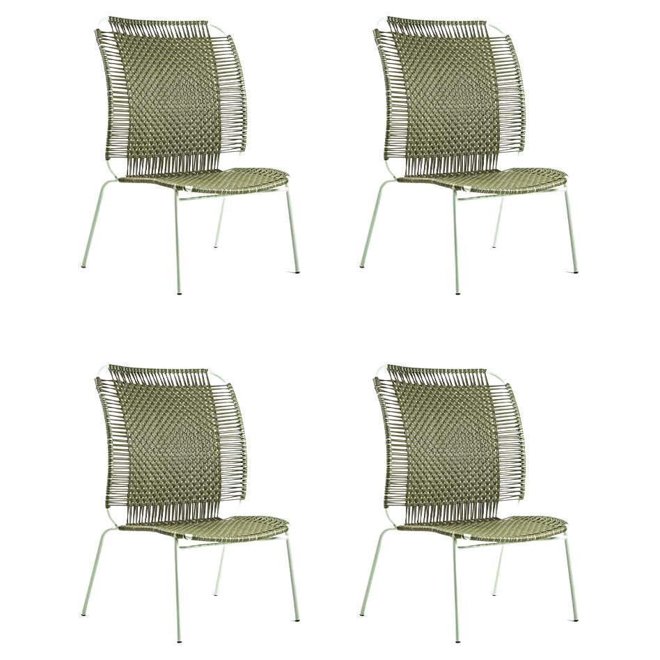 Set of 4 Olive Cielo Lounge High Chair by Sebastian Herkner For Sale