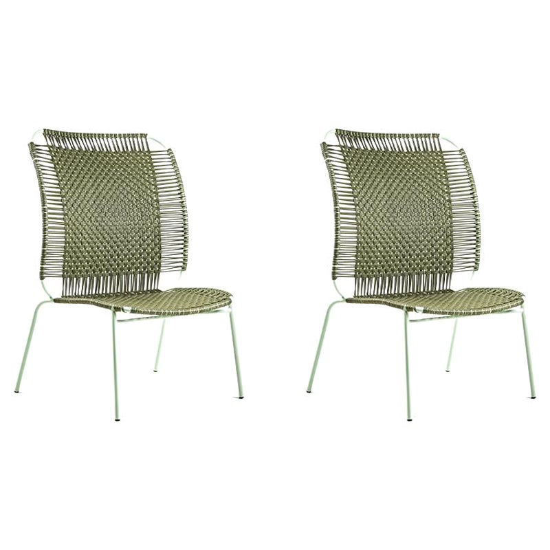 Set of 2 Olive Cielo Lounge High Chair by Sebastian Herkner For Sale
